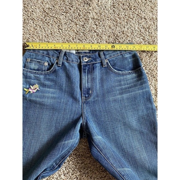 VINTAGE ZENA Jeans Bootcut Mid Rise Embroidered Floral Womens Size 8 Cot… - Picture 7 of 10